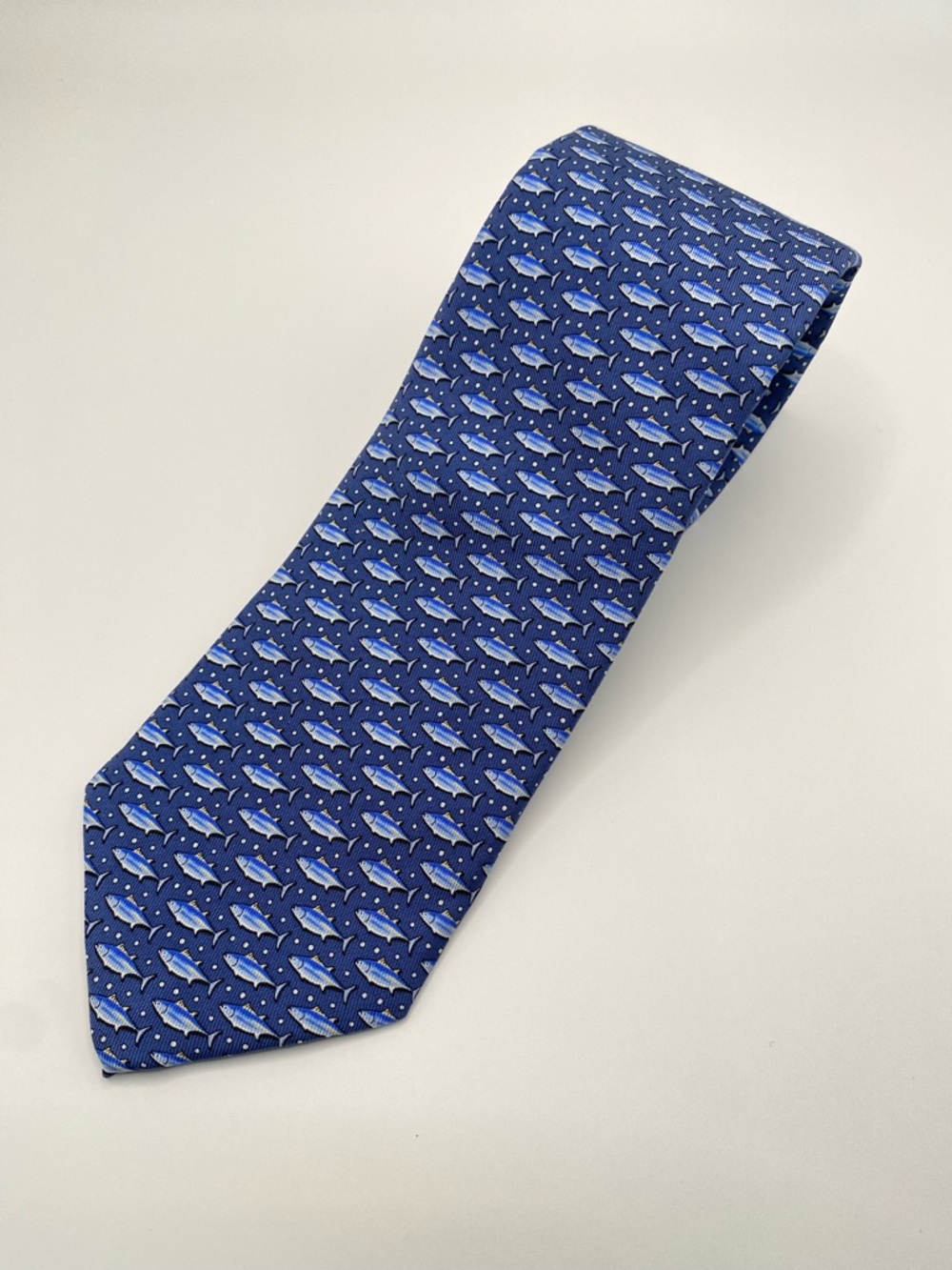Vineyard Vines Silk Tie Blue & Yellow Fish Made in US - Handpicked by Shep & Ian